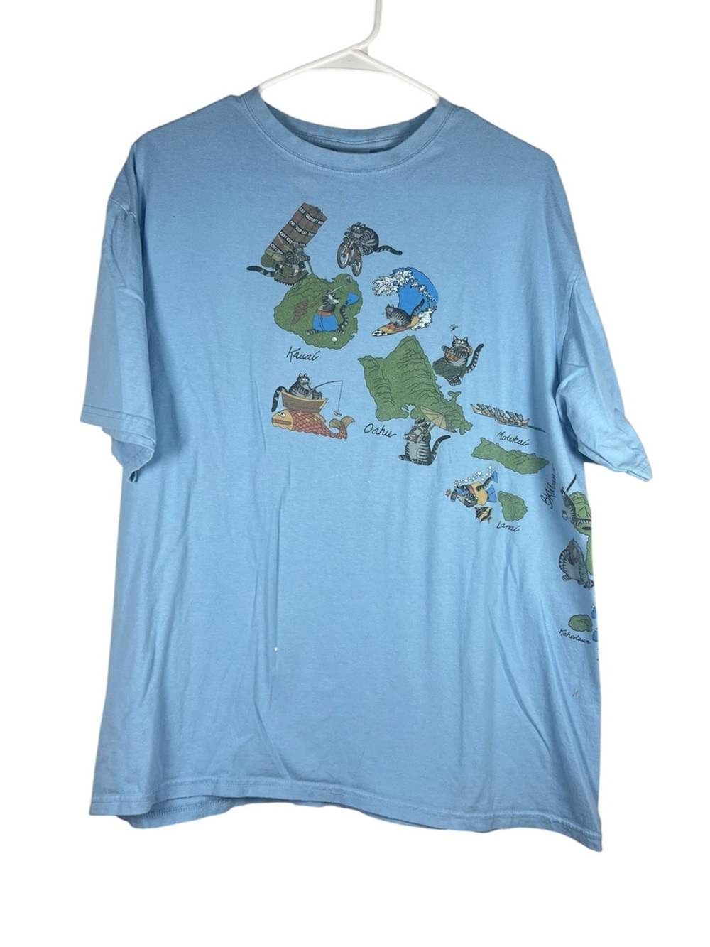 B Kliban Crazy Shirts Cat Hawaii Islands Graphic Tee Large